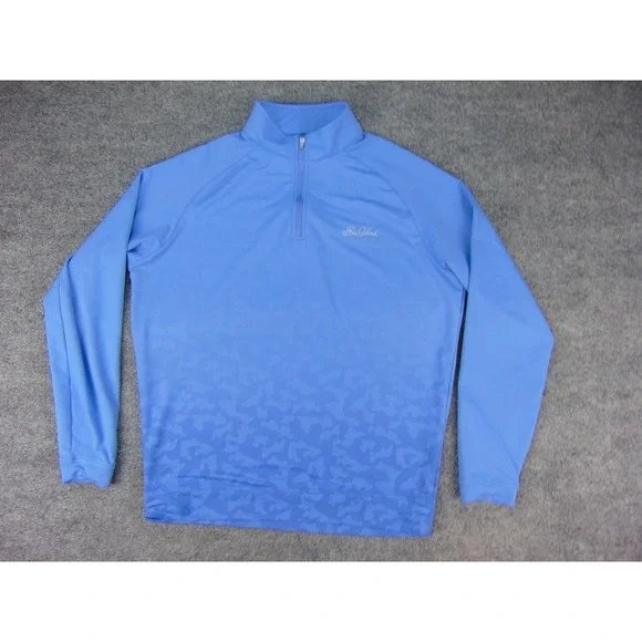 Sea Island Quarter Zip Pullover Mens Med Blue Camo Peter Millar Golf Sporty - Picture 3 of 10